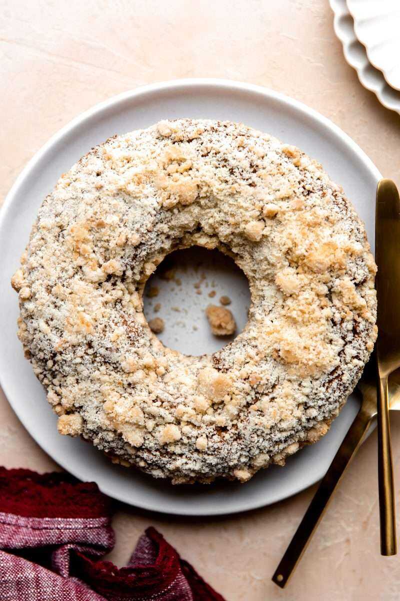 Apple Butter Coffee Cake baked and out of the pan.