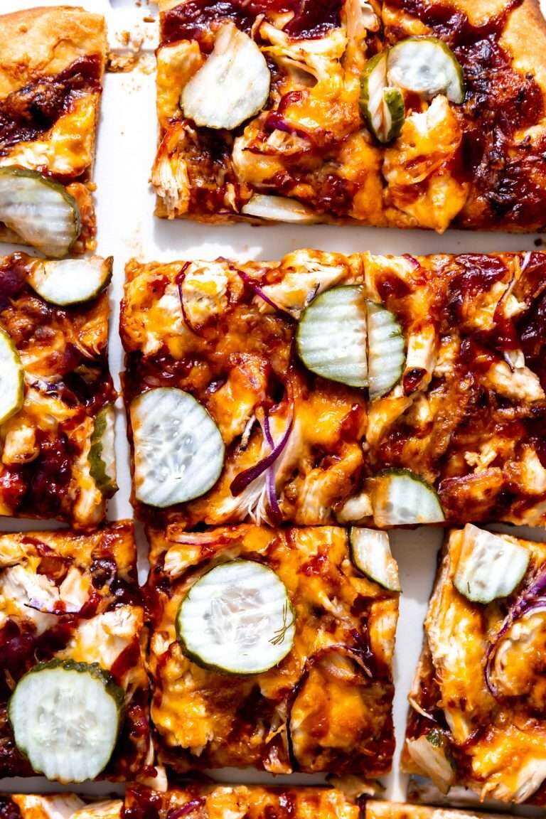 Sliced BBQ Chicken Pizza.