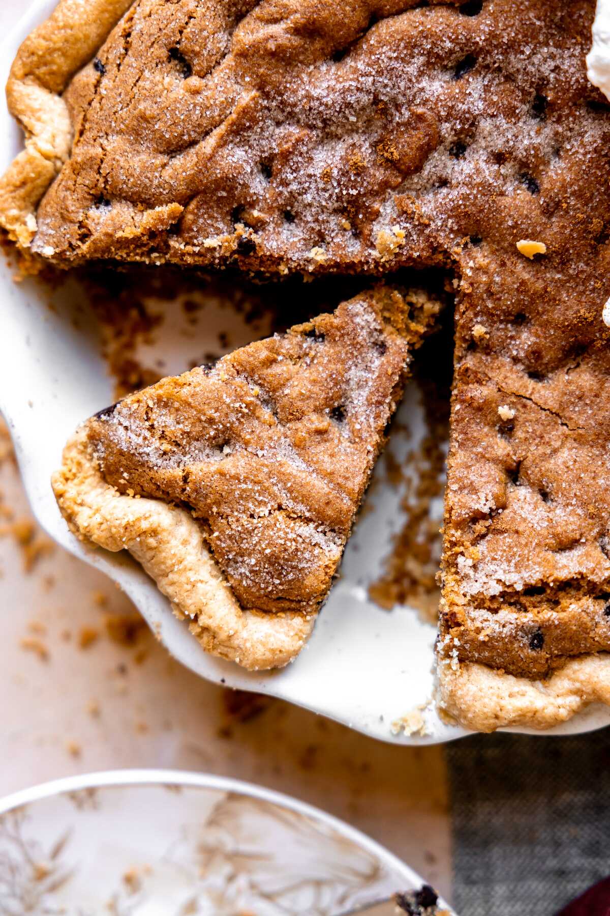 A close-up photo of a slice of pie. 