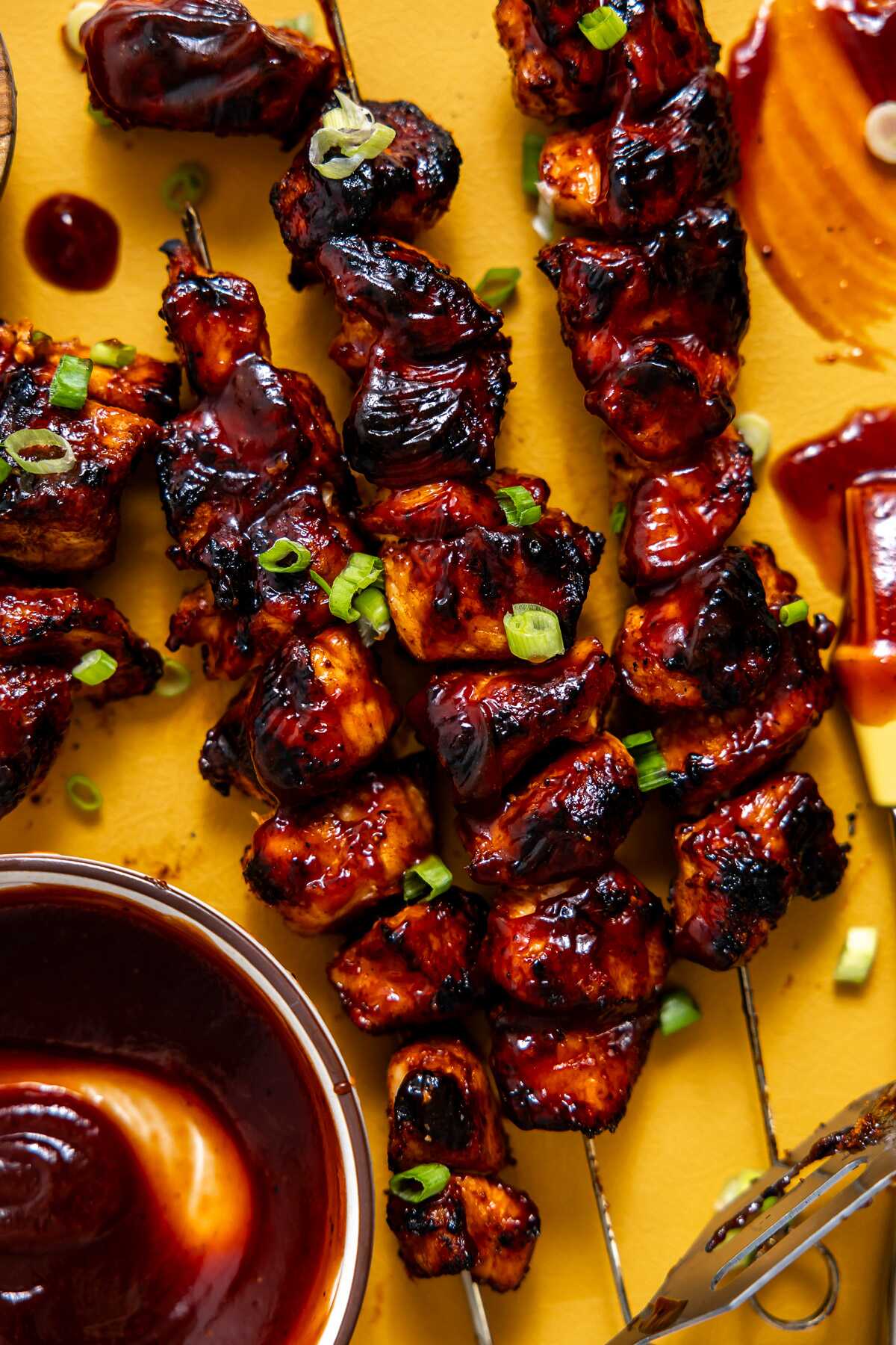 grilled bbq chicken skewers.