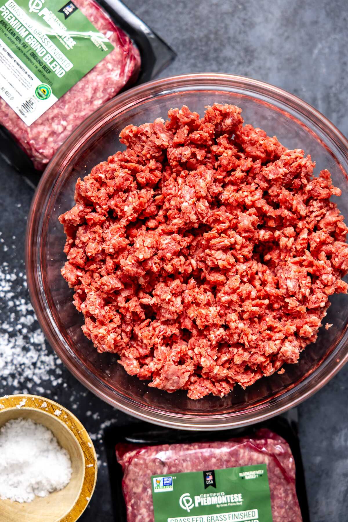Ground beef in a bowl.