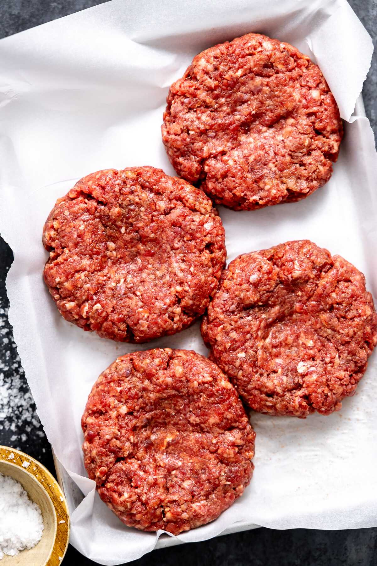 Formed hamburger patties.