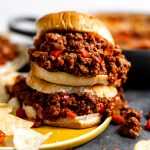 Sloppy joes stacked on top of each other.