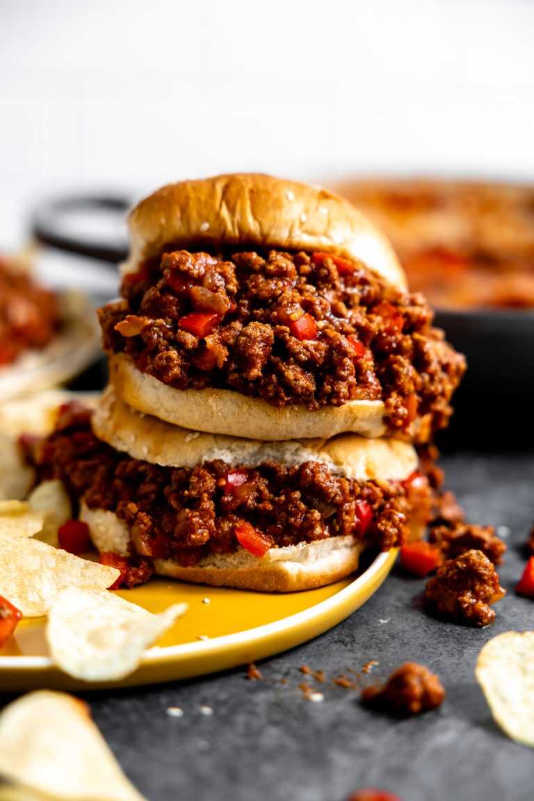 Sloppy joes stacked on top of each other.