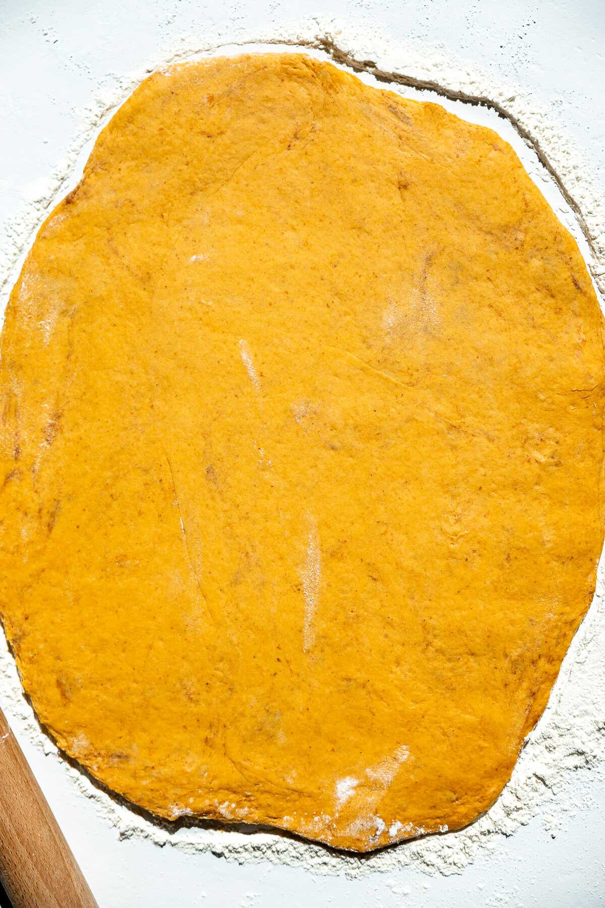 pumpkin bread rolled out 