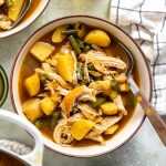A bowl of chicken dinner soup.